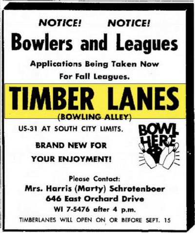 Timber Lanes - Jul 1961 Ad (newer photo)